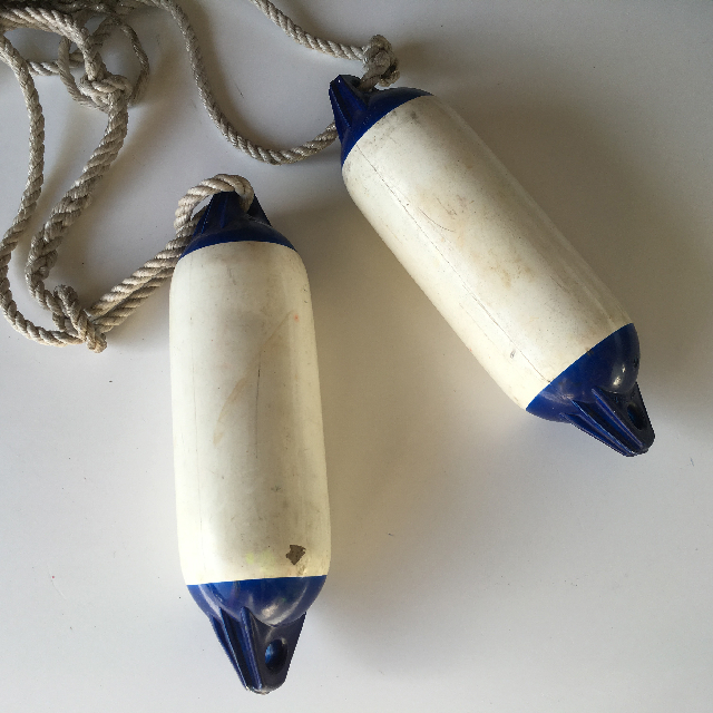 BUOY, Lifebuoy - White Blue Pair on Rope